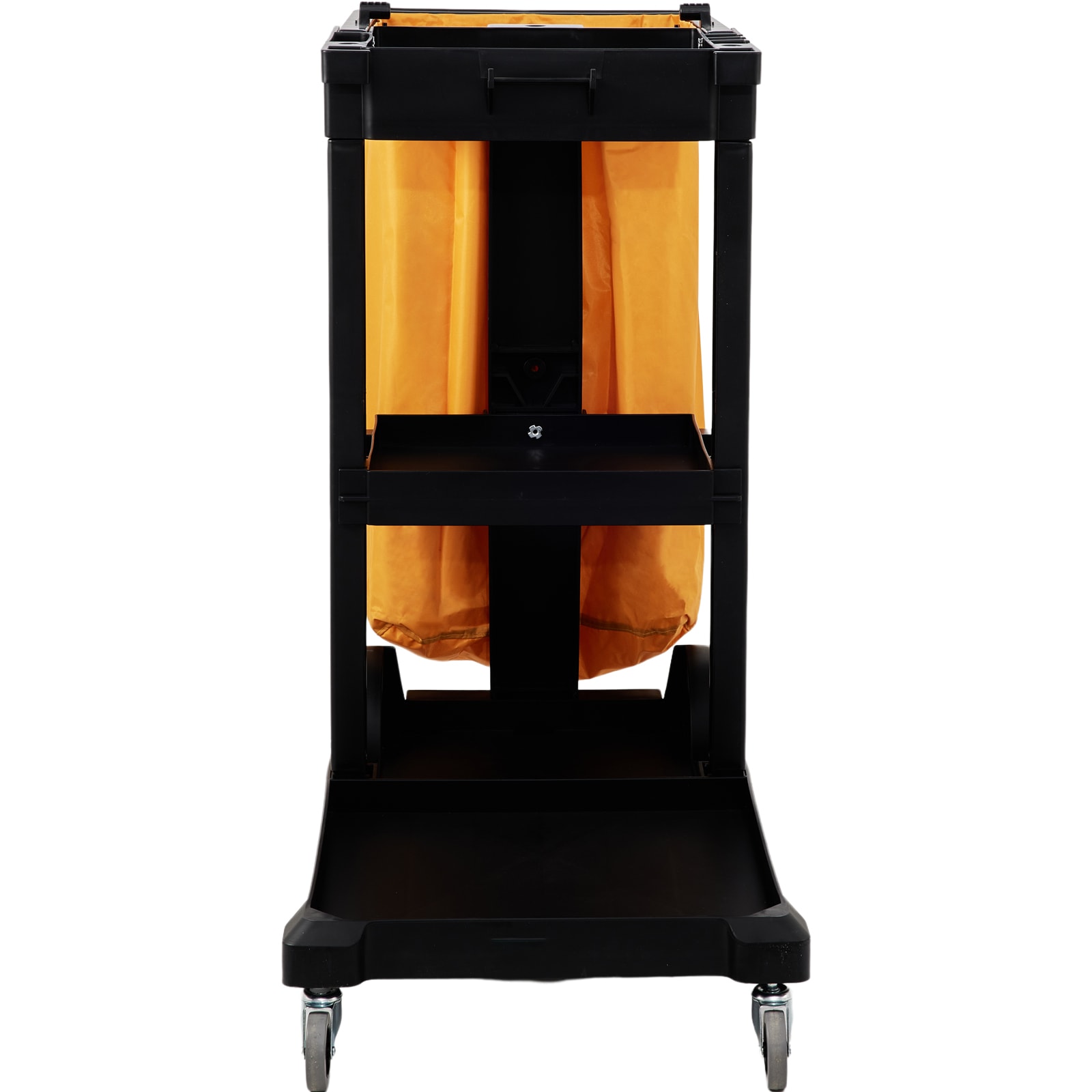 Cleaning Cart, 3-Shelf Commercial Janitorial Cart, 200 Lbs Capacity Plastic Housekeeping Cart, With 25 Gallon PVC Bag, 47 X 20 X 38.6in, Yellow&Black_maomaolike.com